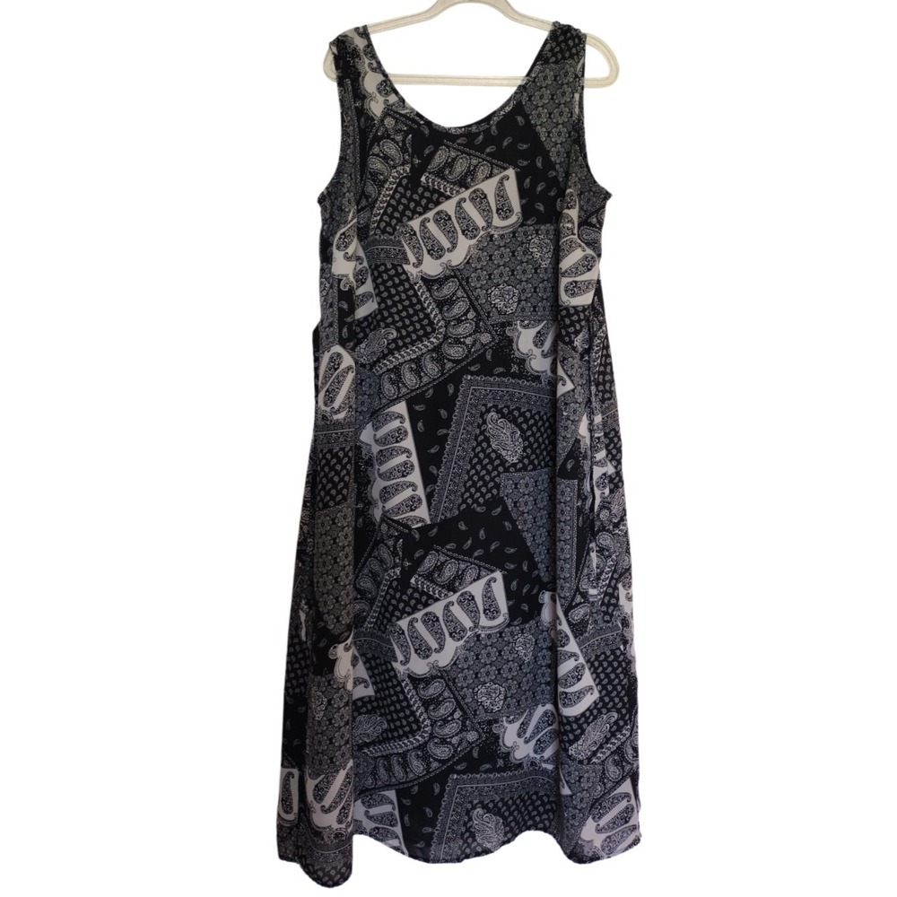 Dress U II By Sharon‎ Dress Woman 18 Black White Maxi Paisley Sleeveless Boho